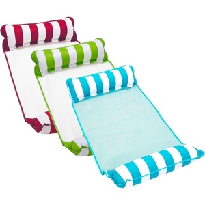 image:imageAqua Monterey Hammock Pool Float  Three Pack  Light Blue Lime Green amp BurgundyWhite Stripe 3Pack