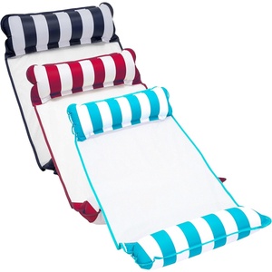 image:imageAqua Monterey Hammock Pool Float  Three Pack  Light Blue Navy amp BurgundyWhite Stripe 3Pack
