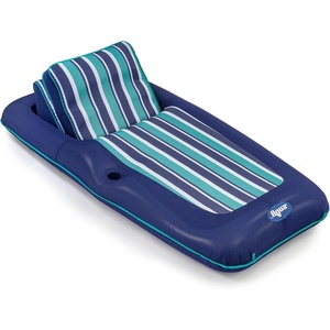 image:imageAqua Premium Convertible Pool Float Lounge  Extra Large  Heavy Duty Inflatable Pool Floats for Adults with Cupholder  NavyGreenWhite Stripe